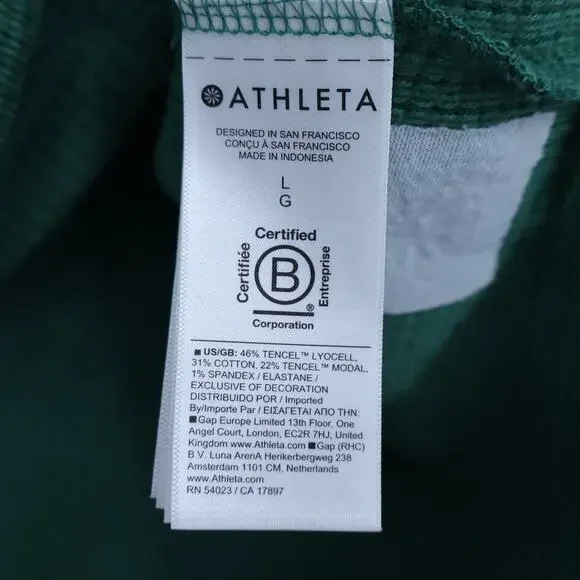 ATHLETA Coaster Knit Waffle Hoodie Trillium Green Oversized Boxy Fit Women's L - Picture 9 of 10